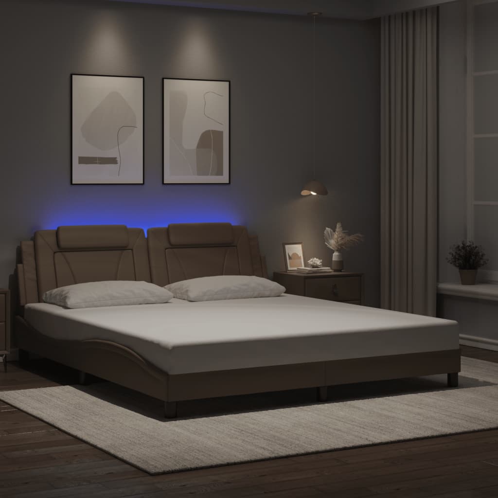 Giroletto con Luci LED Cappuccino 180x200 cm in Similpelle