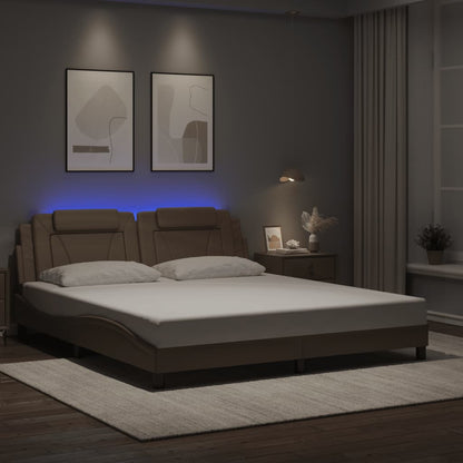 Giroletto con Luci LED Cappuccino 180x200 cm in Similpelle