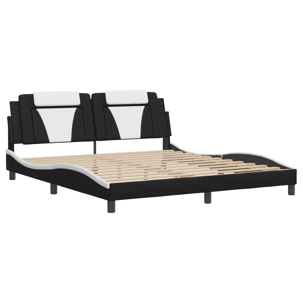 Giroletto Viana con LED senza Materasso Nero e Bianco 180x200 cm