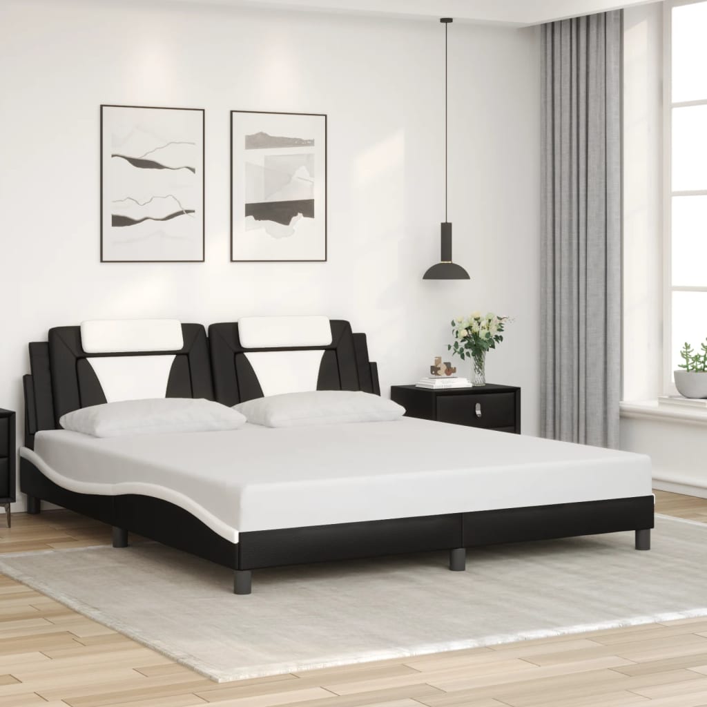 Giroletto con LED senza Materasso Nero e Bianco 180x200 cm