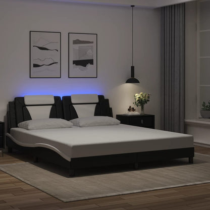 Giroletto Viana con LED senza Materasso Nero e Bianco 180x200 cm