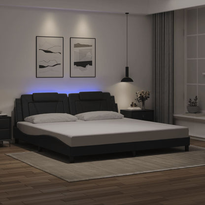 Giroletto con Luci LED Nero 200x200 cm in Similpelle