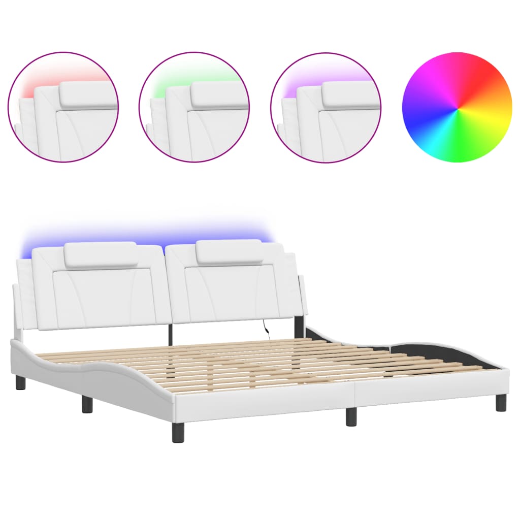 Giroletto Viana con LED senza Materasso Bianco 200x200 cm