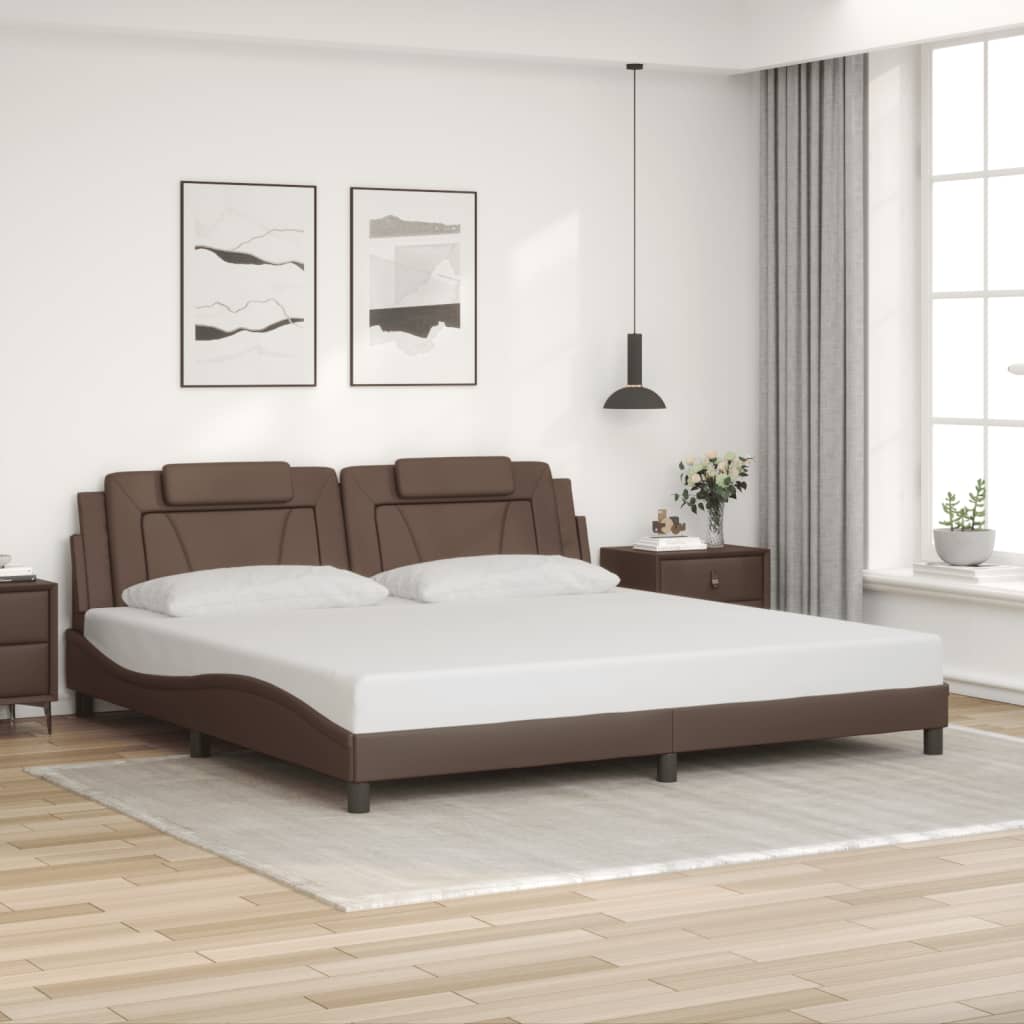 Giroletto con Luci LED Marrone 200x200 cm in Similpelle
