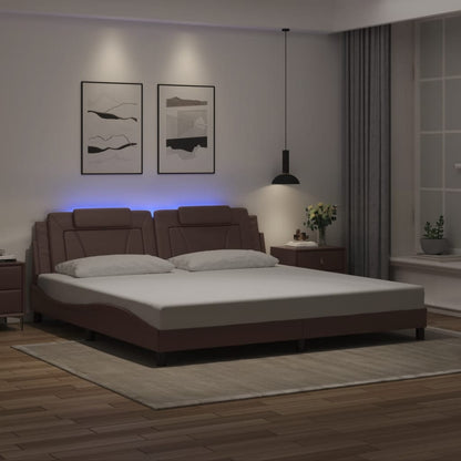 Giroletto con Luci LED Marrone 200x200 cm in Similpelle