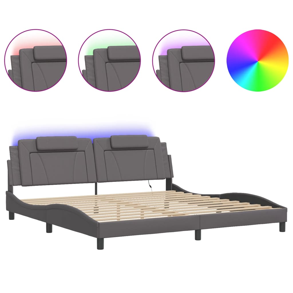 Giroletto con Luci LED Grigio 200x200 cm in Similpelle