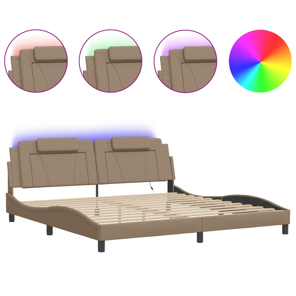 Giroletto con Luci LED Cappuccino 200x200 cm in Similpelle