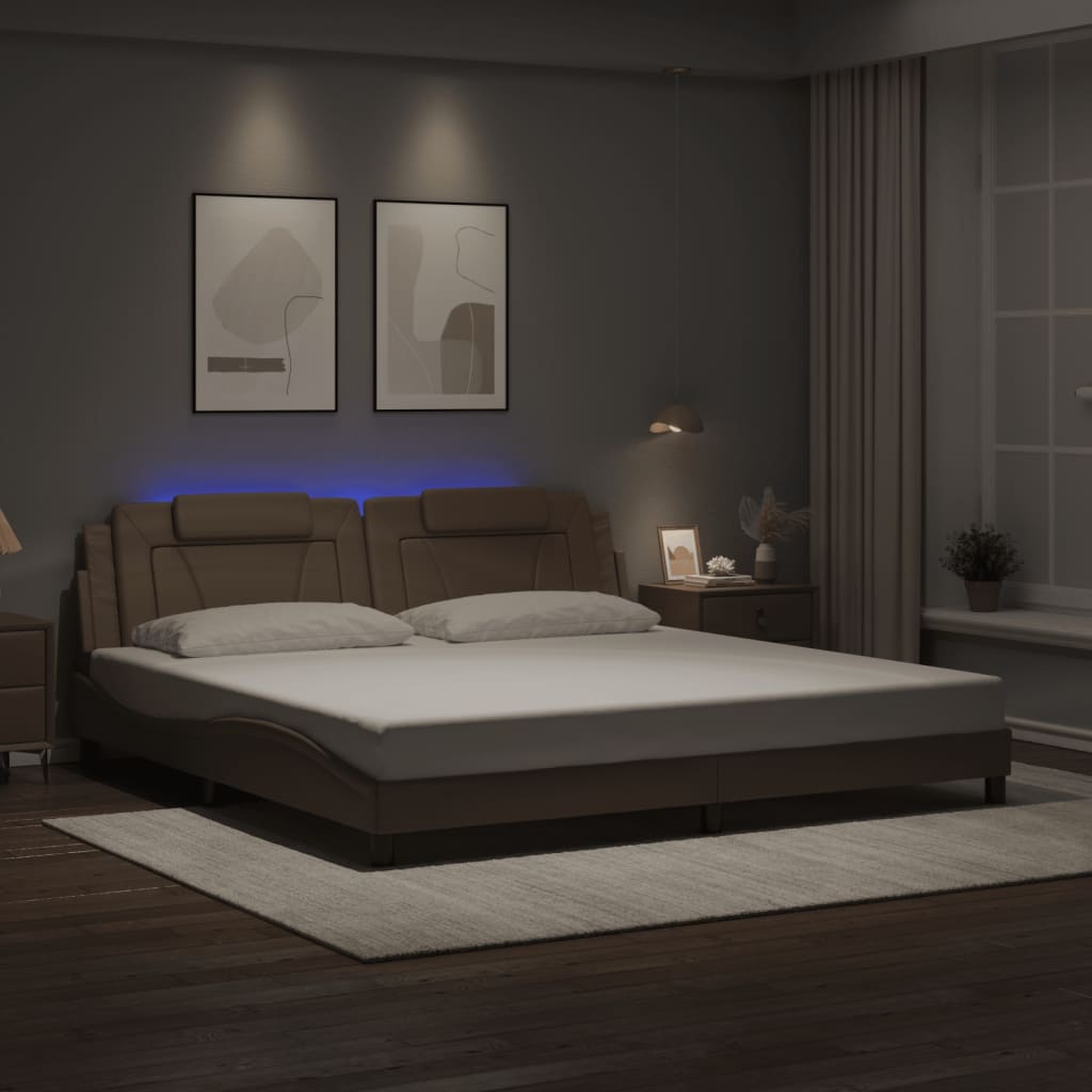 Giroletto con Luci LED Cappuccino 200x200 cm in Similpelle