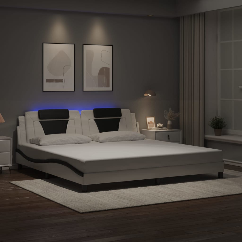 Giroletto Viana con LED senza Materasso Bianco e Nero 200x200 cm