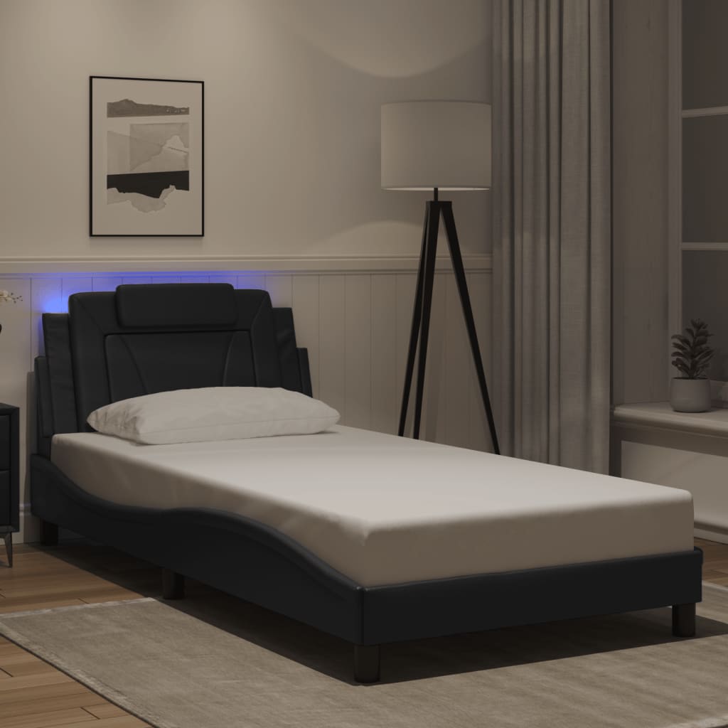 Giroletto Viana con LED senza Materasso Nero 100x203 cm