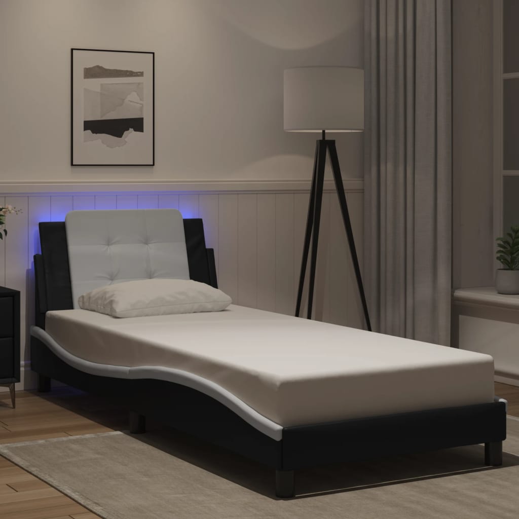 Giroletto con LED senza Materasso Zadar Nero e Bianco 80x200 cm