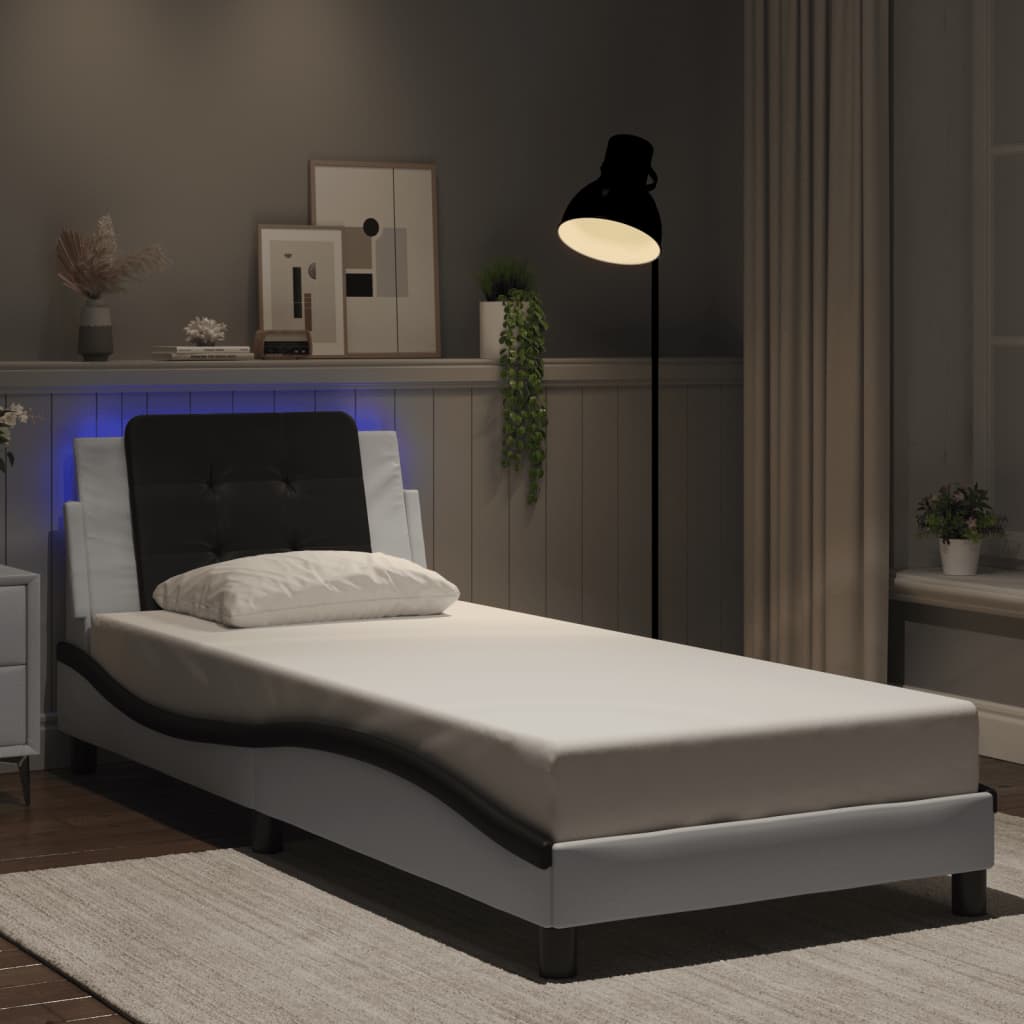 Giroletto con Luci LED Bianco e Nero 90x200 cm in Similpelle