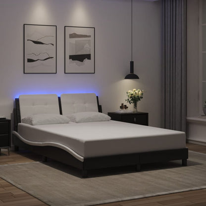 Giroletto con Luce LED Nero e Bianco 140x190 cm in Similpelle