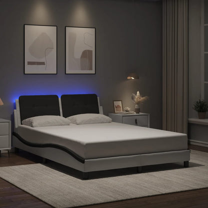 Giroletto con Luci LED Bianco e Nero 140x190 cm in Similpelle