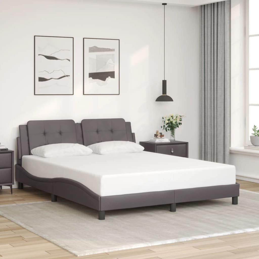 Giroletto con Luci LED Grigio 160x200 cm in Similpelle