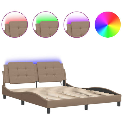 Giroletto con Luci LED Cappuccino 160x200 cm in Similpelle