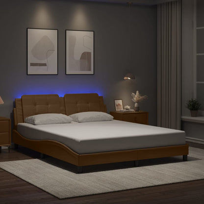 Giroletto con Luci LED Cappuccino 160x200 cm in Similpelle
