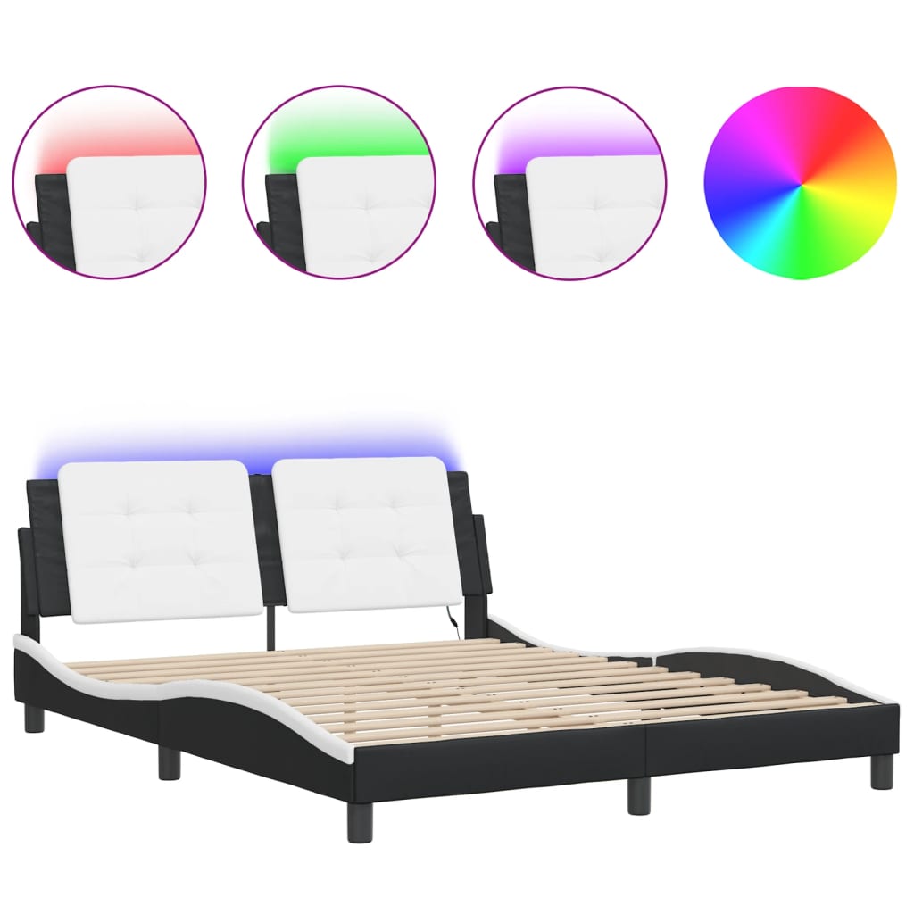 Giroletto con LED senza Materasso Zadar Nero e Bianco 160x200 cm
