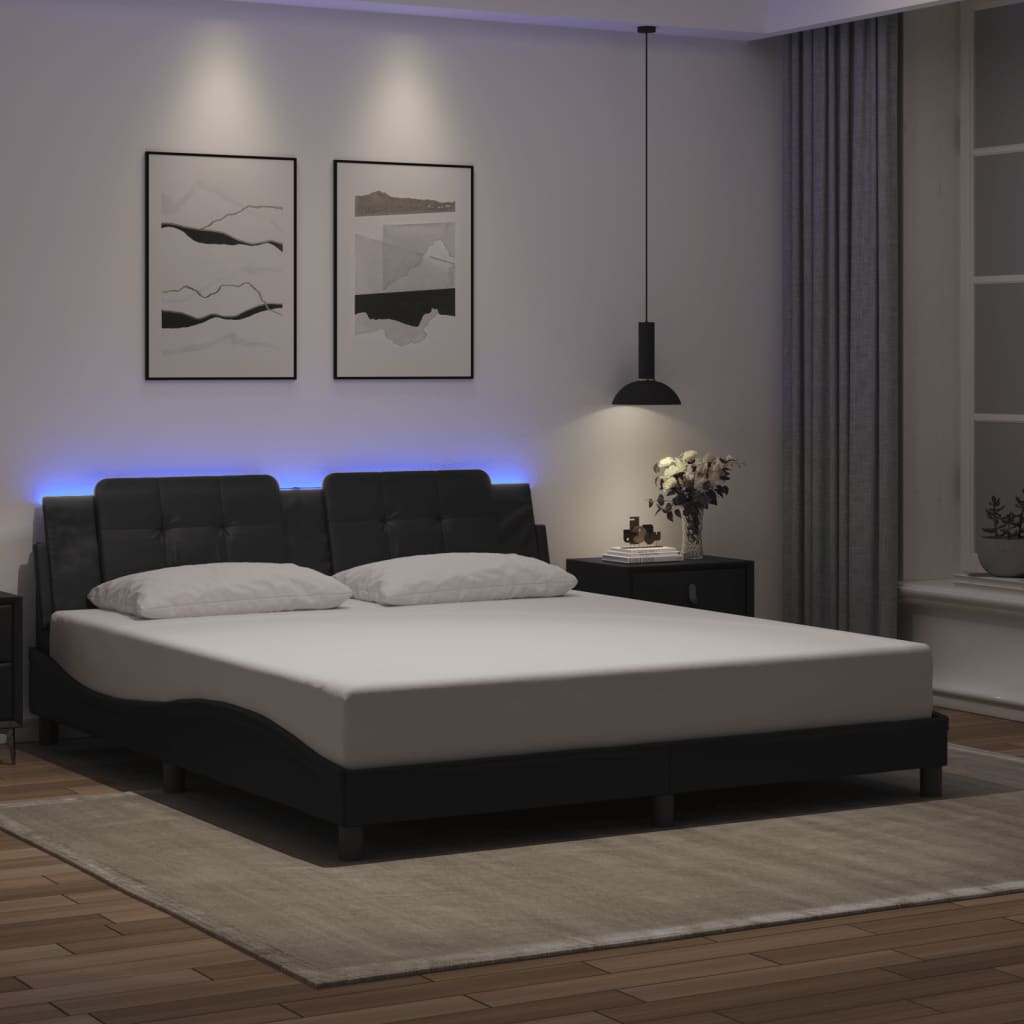 Giroletto con LED senza Materasso Zadar Nero 180x200 cm