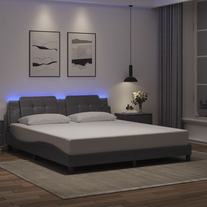 Giroletto con Luci LED Grigio 180x200 cm in Similpelle