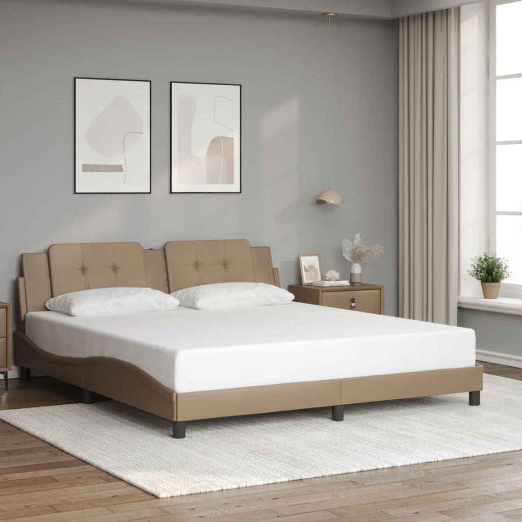 Giroletto con Luci LED Cappuccino 180x200 cm in Similpelle
