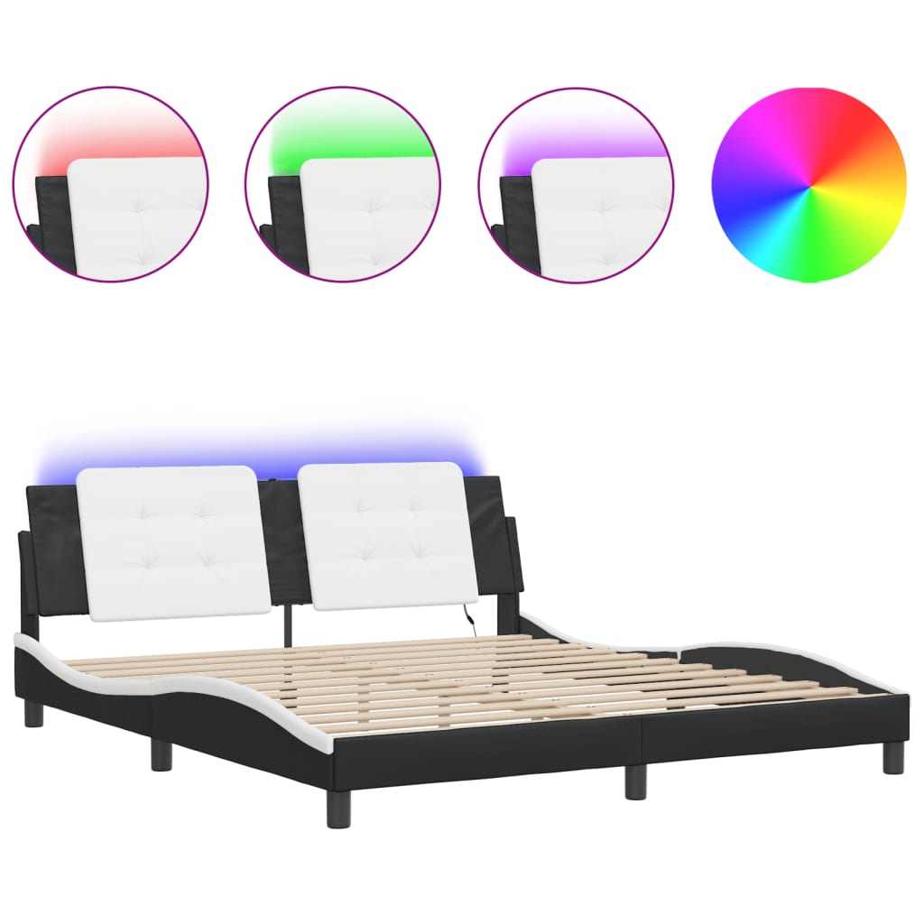Giroletto con LED senza Materasso Zadar Nero e Bianco 180x200 cm