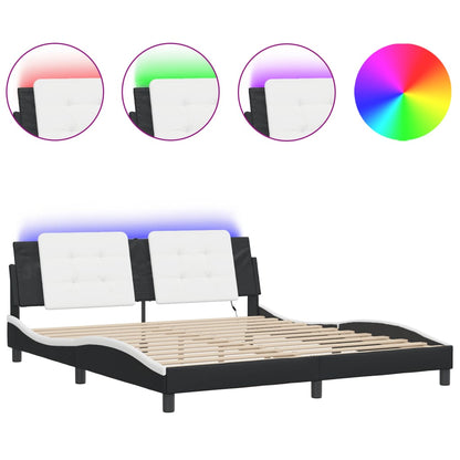 Giroletto con LED senza Materasso Zadar Nero e Bianco 180x200 cm