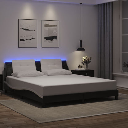 Giroletto con LED senza Materasso Nero e Bianco 180x200 cm