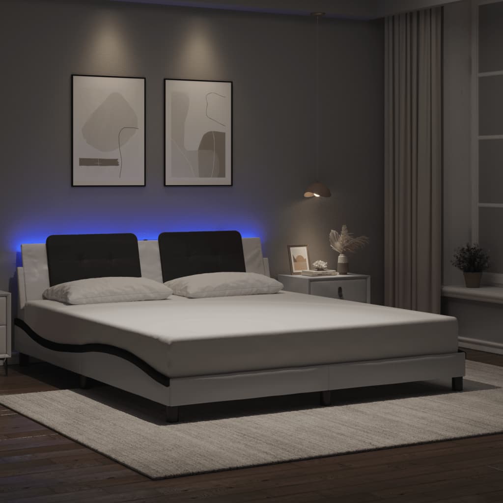 Giroletto con LED senza Materasso Zadar Bianco e Nero 180x200 cm