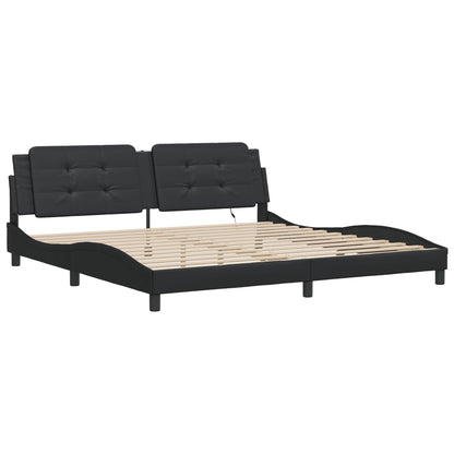 Giroletto con Luci LED Nero 200x200 cm in Similpelle