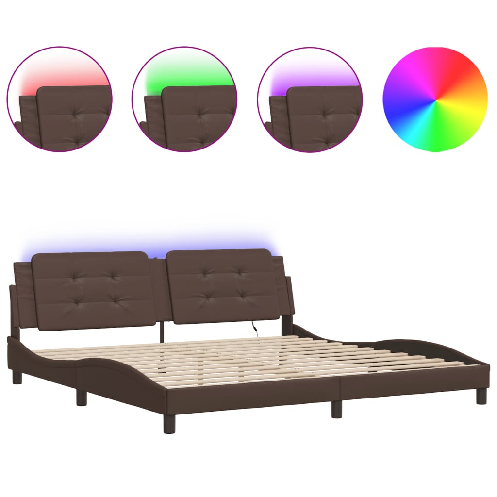 Giroletto con LED senza Materasso Zadar Marrone 200x200 cm