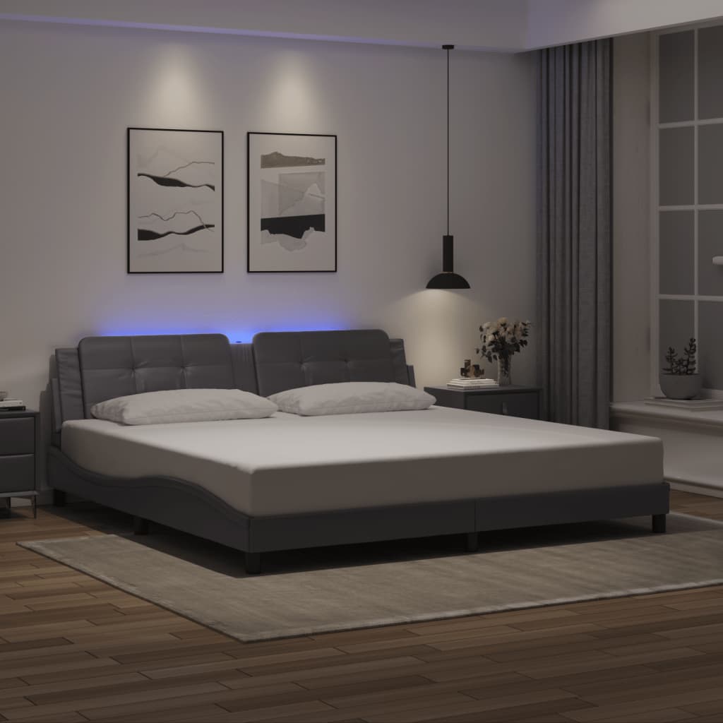 Giroletto con LED senza Materasso Zadar Grigio 200x200 cm