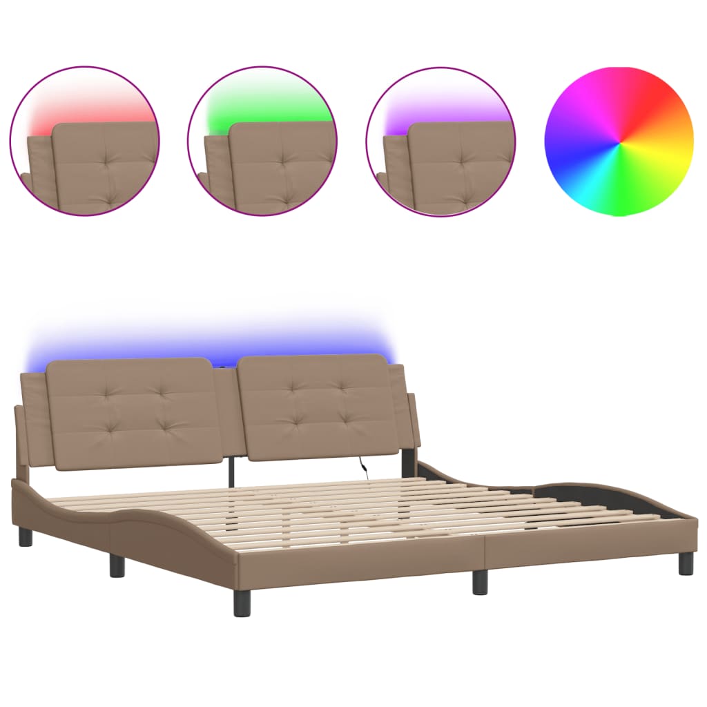 Giroletto con LED senza Materasso Zadar Cappuccino 200x200 cm