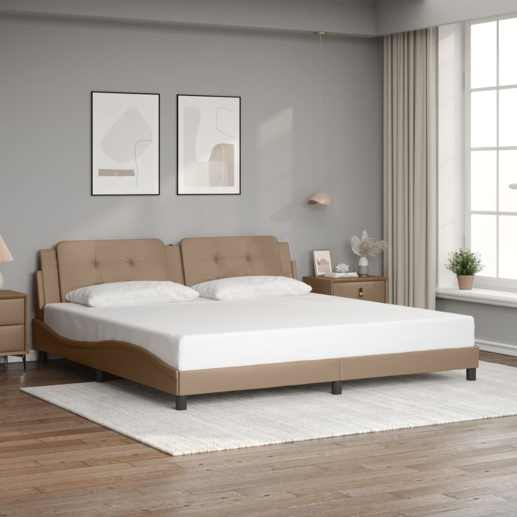 Giroletto con Luci LED Cappuccino 200x200 cm in Similpelle