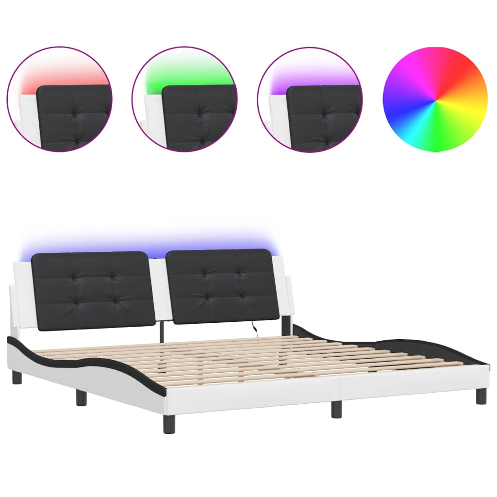 Giroletto con LED senza Materasso Zadar Bianco e Nero 200x200 cm