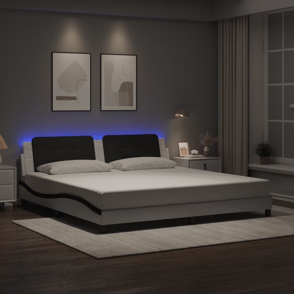 Giroletto con Luci LED Bianco e Nero 200x200 cm in Similpelle