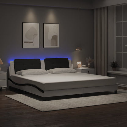 Giroletto con Luci LED Bianco e Nero 200x200 cm in Similpelle