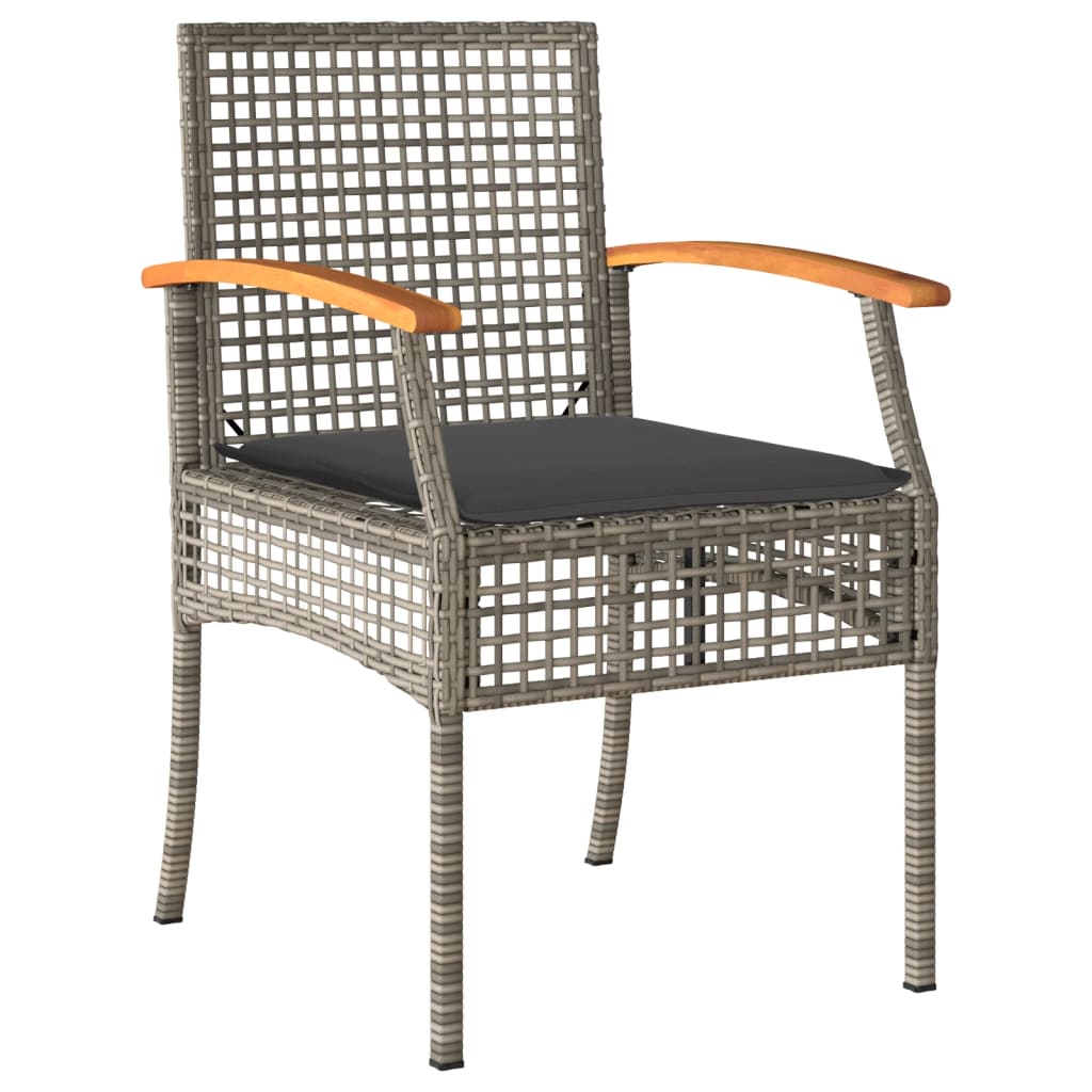 Set da Pranzo da Giardino 7 pz con Cuscini in Polyrattan Grigio