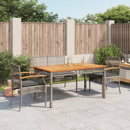 Set da Pranzo da Giardino 4 pz con Cuscini in Polyrattan Grigio