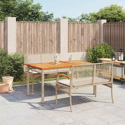 Set da Pranzo da Giardino 3 pz con Cuscini Beige in Polyrattan