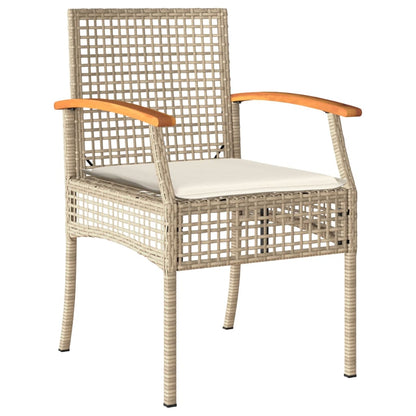 Set da Pranzo da Giardino 4 pz con Cuscini Beige in Polyrattan
