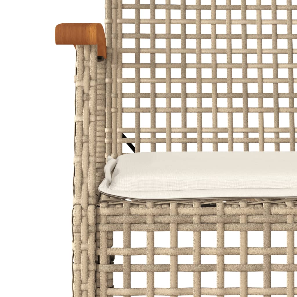 Set da Pranzo da Giardino 4 pz con Cuscini Beige in Polyrattan