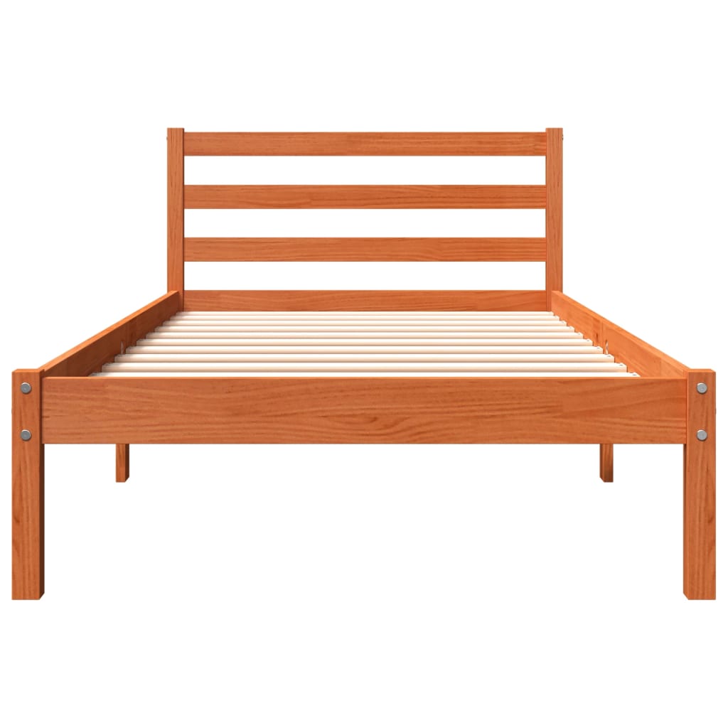 Letto senza Materasso Marrone Cera 90x190 cm in Legno di Pino