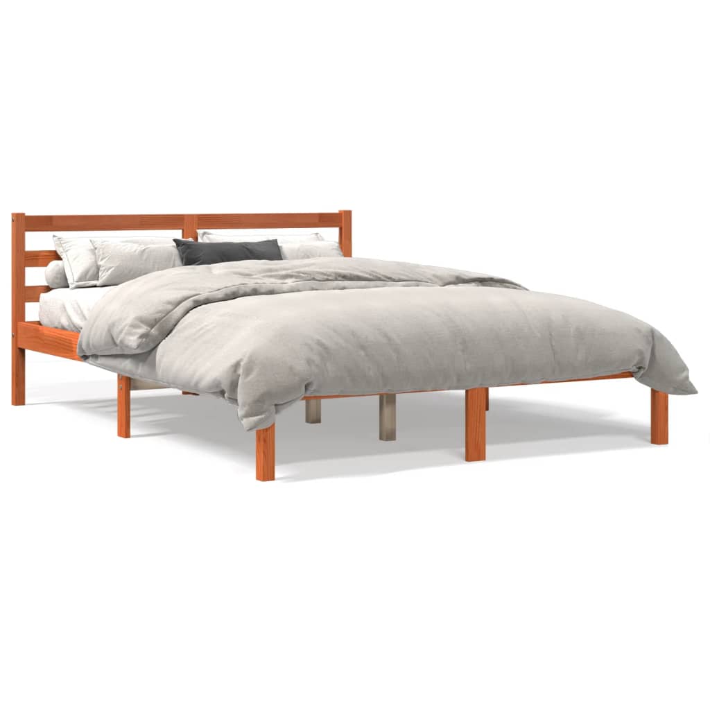Letto senza Materasso Marrone Cera 135x190 cm in Legno di Pino