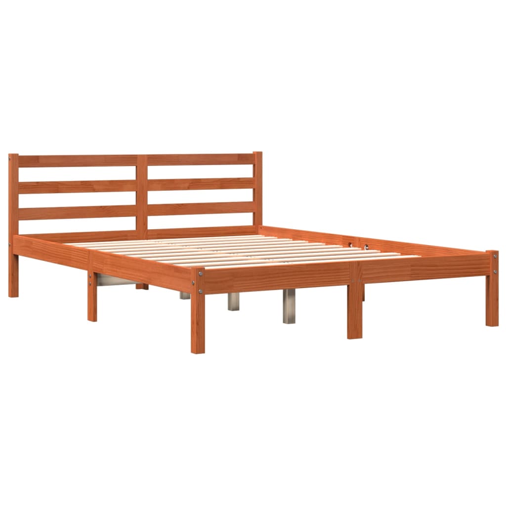 Letto senza Materasso Marrone Cera 135x190 cm in Legno di Pino