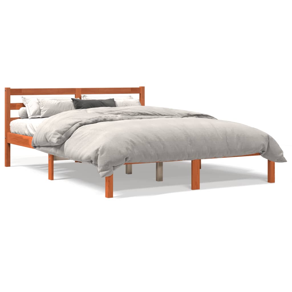 Letto senza Materasso Marrone Cera 140x190 cm in Legno di Pino