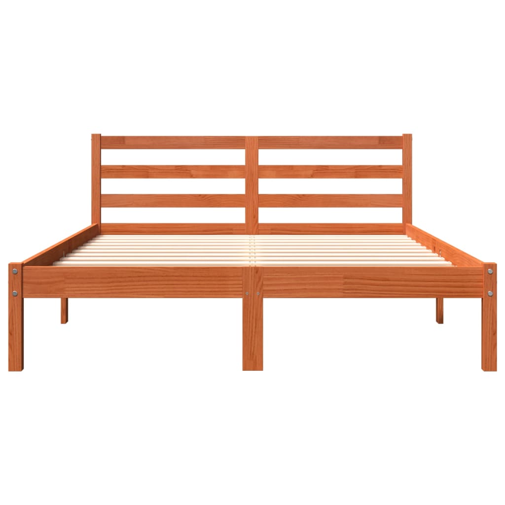 Letto senza Materasso Marrone Cera 140x190 cm in Legno di Pino