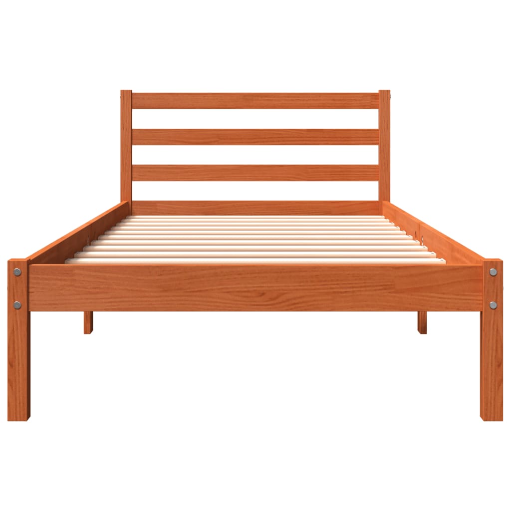 Letto senza Materasso Marrone Cera 100x200 cm in Legno di Pino
