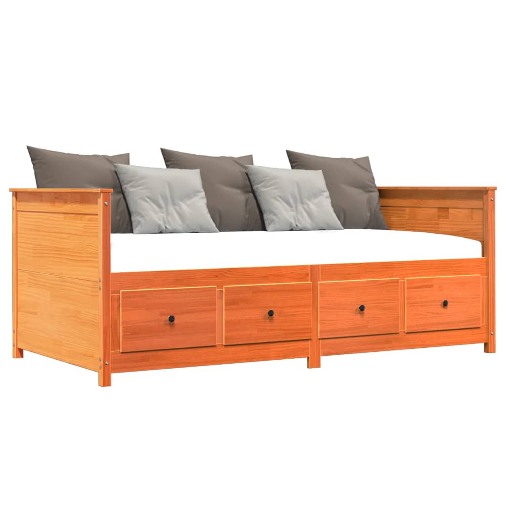 Dormeuse senza Materasso Marrone Cera 100x200 cm Legno di Pino