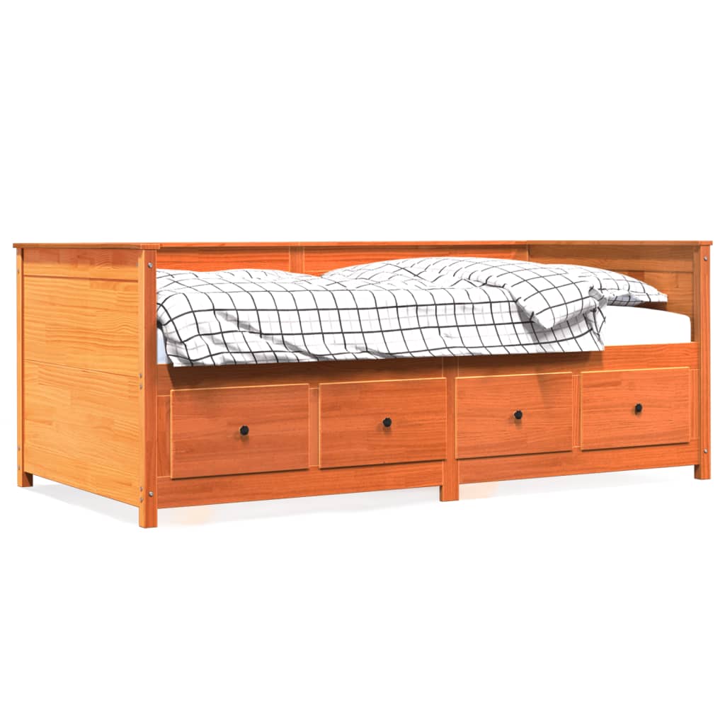 Dormeuse senza Materasso Marrone Cera 100x200 cm Legno di Pino